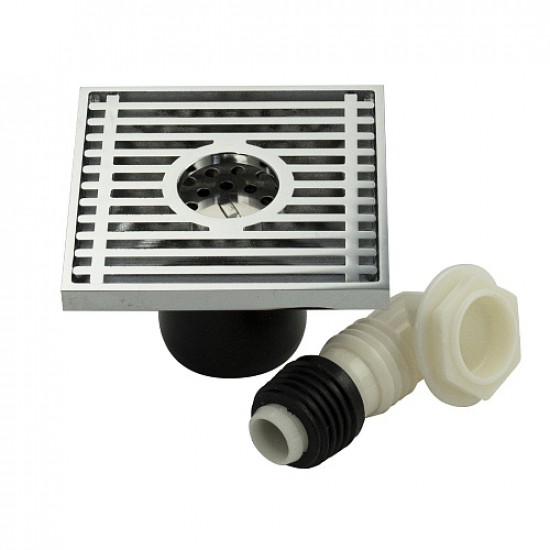 Душевой трап MAGNUS 00082 латунь хром 100x100x50  подключение слива стир машины