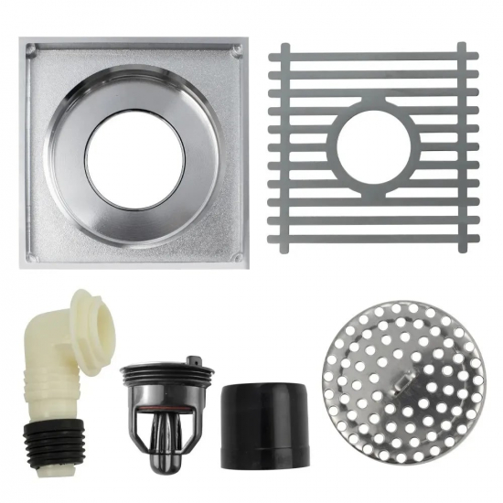 Душевой трап MAGNUS 00082 латунь хром 100x100x50  подключение слива стир машины