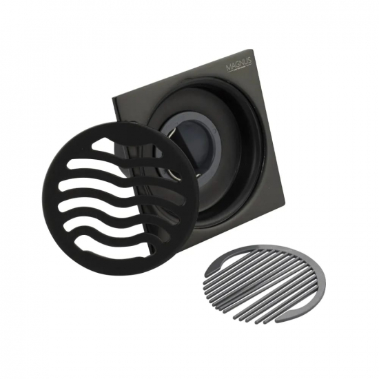 Душевой трап MAGNUS 1161 нержавеющая сталь чёрный 100x100x50 вертикальный