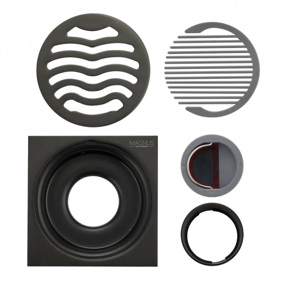 Душевой трап MAGNUS 1161 нержавеющая сталь чёрный 100x100x50 вертикальный