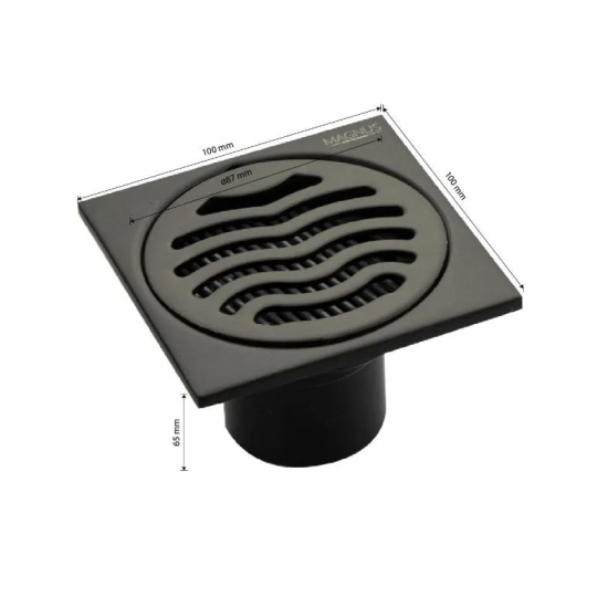 Душевой трап MAGNUS 1161 нержавеющая сталь чёрный 100x100x50 вертикальный