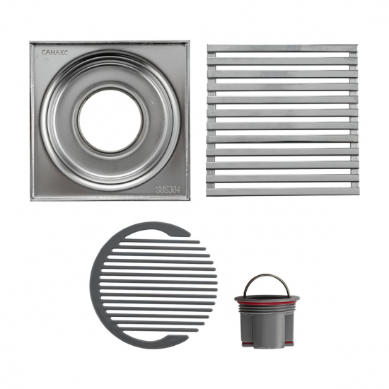 Душевой трап MAGNUS 1184 нержавеющая сталь хром 100x100x50 вертикальный