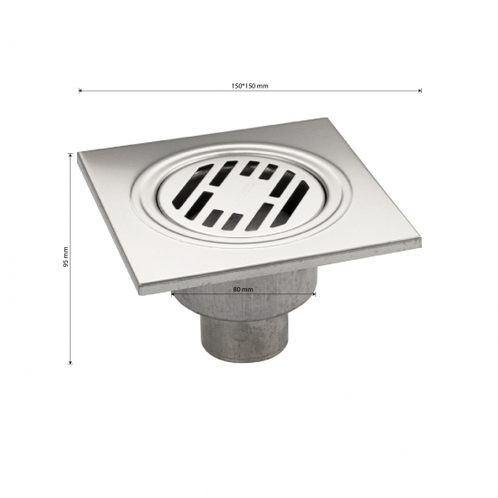 Душевой трап САНАКС 00022 150x150x50 нержавеющая сталь вертикальный