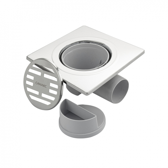 Душевой трап САНАКС тр00011 150x150x50 пластик, крышка нержавейка горизонтальный