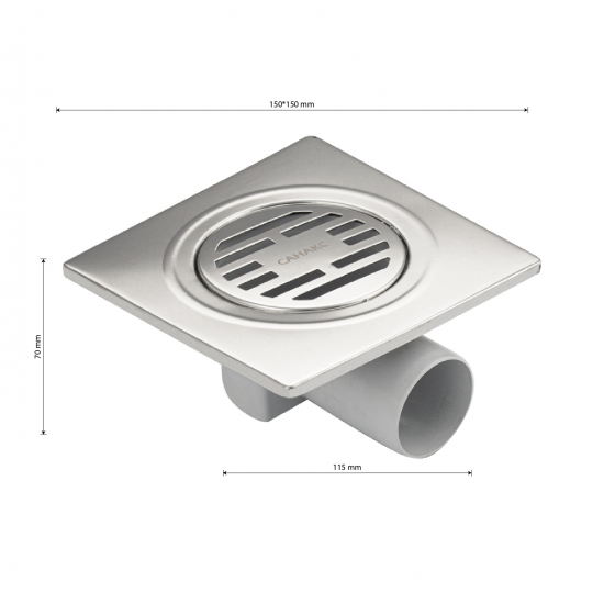 Душевой трап САНАКС тр00011 150x150x50 пластик, крышка нержавейка горизонтальный