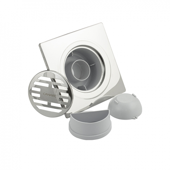 Душевой трап САНАКС тр00012 150x150x50 пластик, крышка нержавейка вертикальный