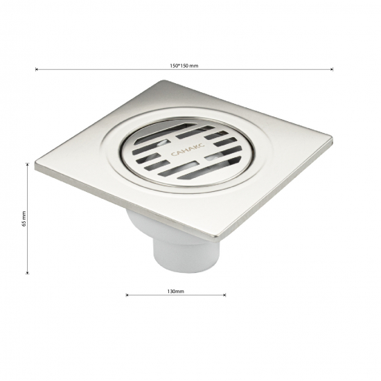 Душевой трап САНАКС тр00012 150x150x50 пластик, крышка нержавейка вертикальный