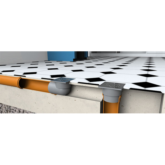 Душевой трап TATPOLIMER ТП-105.110-150HSHs 150x150x110 металическая решётка горизонтальный 