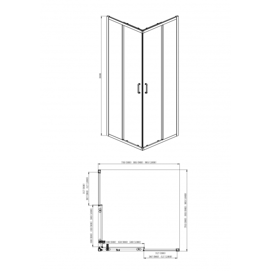 Душевой уголок АКВАТЕК AQ ARI KV 08020CH стекло прозрачное, профиль хром