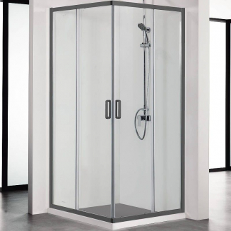 Душевой уголок АКВАТЕК AQ ARI KV 10020BL стекло прозрачное, профиль чёрный