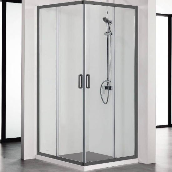 Душевой уголок АКВАТЕК AQ ARI KV 10020BL стекло прозрачное, профиль чёрный