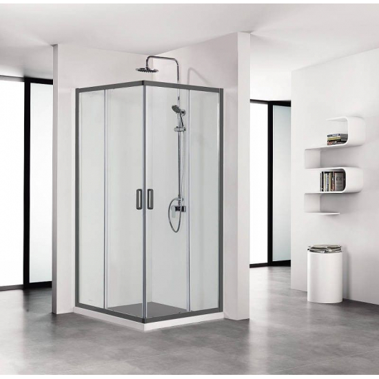 Душевой уголок АКВАТЕК AQ ARI KV 10020BL стекло прозрачное, профиль чёрный