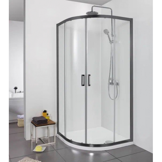 Душевой уголок АКВАТЕК AQ ARI RO 10020BL стекло прозрачное, профиль чёрный