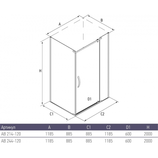 Душевой уголок ALEX BAITLER AB244-120 120x90x200