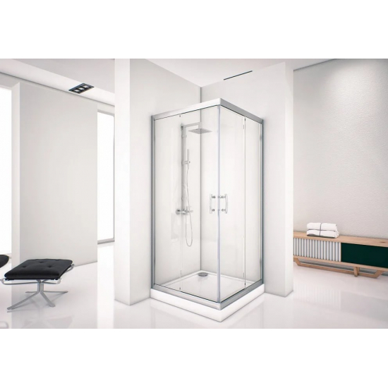 Душевой уголок AQUANET Alfa Cube NAA1142 100x100x200 стекло прозрачное, профиль хром