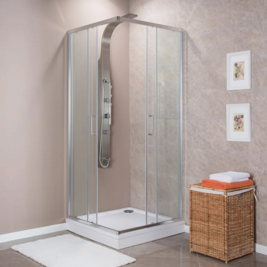 Душевой уголок AQUANET Alfa Cube NAA1142  90x90x200 стекло прозрачное, профиль хром