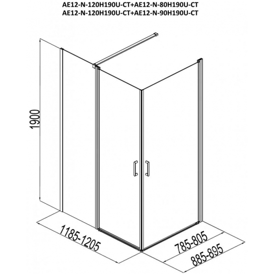 Душевой уголок AQUANET Cinetic 120x90 стекло прозрачное, профиль хром