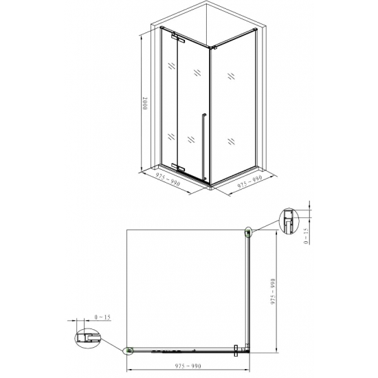 Душевой уголок AQUANET Ideal AE-AXC10MB-S-B 100x100x200 стекло прозрачное, профиль чёрный 