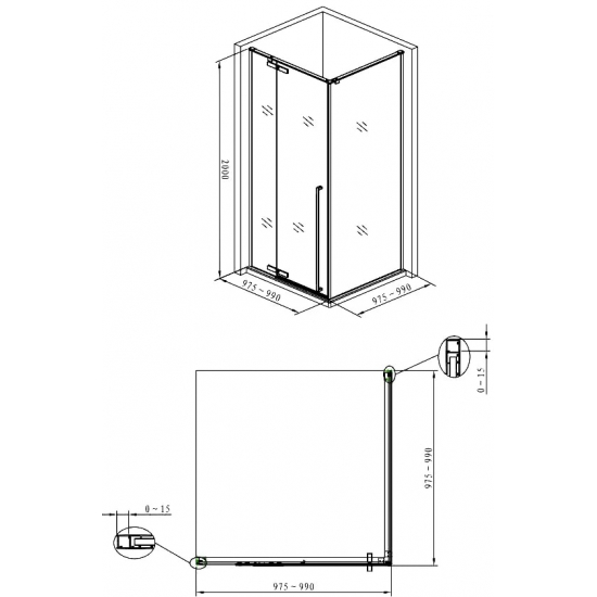 Душевой уголок AQUANET Ideal AE-AXC10MZ-S-С 100x100x200 стекло прозрачное, профиль хром