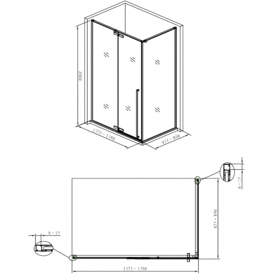 Душевой уголок AQUANET Ideal AE-AXC94MZ-S-C 140x90x200 стекло прозрачное, профиль хром