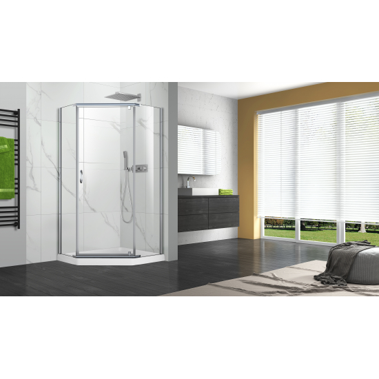 Душевой уголок AZARIO DALLAS AZ-112P  90x90x200 стекло прозрачное, профиль хром