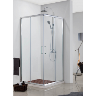 Душевой уголок AZARIO GREENWOOD AZ-NNE1142  100x100x185 стекло прозрачное, профиль серебро