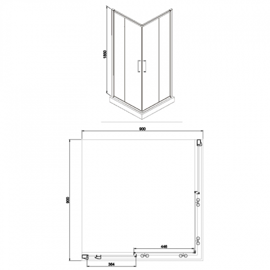 Душевой уголок AZARIO GREENWOOD AZ-NNE1142  90x90x185 стекло прозрачное, профиль серебро