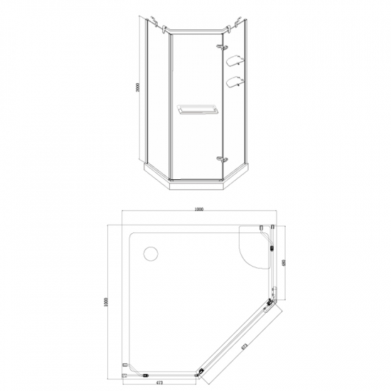 Душевой уголок AZARIO MONTREAL AZ-NWG3231 L 100x100x200 стекло прозрачное, профиль золото