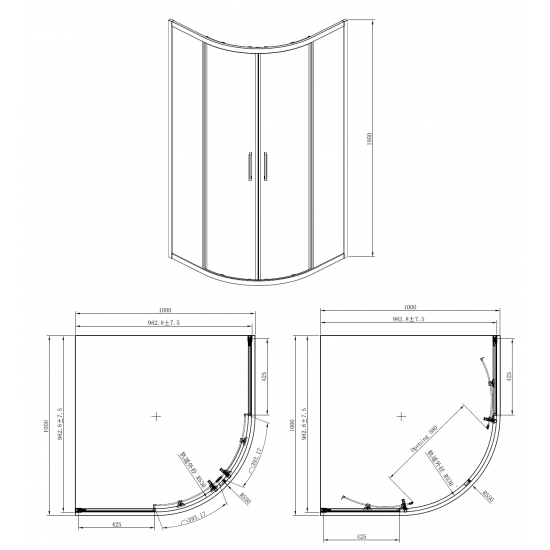 Душевой уголок AZARIO OSTIN AZ-121SА 100x100x195 стекло прозрачное, профиль хром