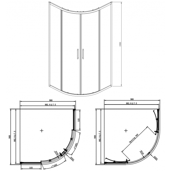 Душевой уголок AZARIO OSTIN AZ-121SА  90x90x195 стекло прозрачное, профиль хром