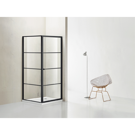 Душевой уголок AZARIO RICHMOND AZ-NAG1221 R  90x90x195 стекло прозрачное, профиль чёрный