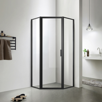 Душевой уголок AZARIO RICHMOND AZ-NAG3231 90x90x200  стекло прозрачное, профиль чёрный