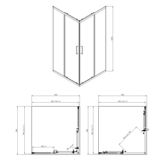 Душевой уголок AZARIO SEATTLE AZ-131SA90  90x90x195 стекло прозрачное, профиль хром