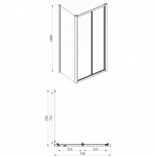 Душевой уголок AZARIO TORONTO AZ-NAA1432B 80x80x190 стекло прозрачное, профиль серебро