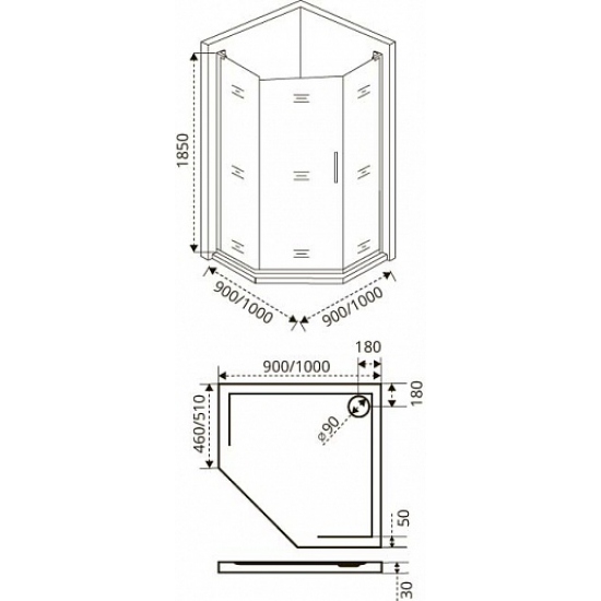 Душевой уголок BAS Good Door Fantasy PNT-90-F-CH 90x90x185 
