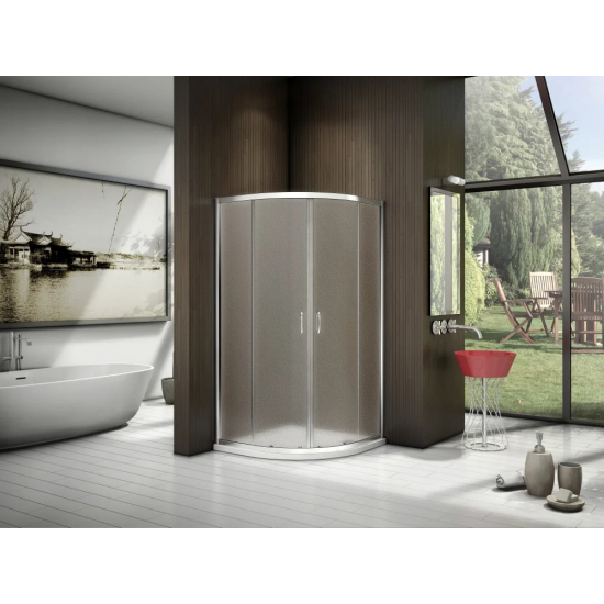 Душевой уголок BAS Good Door Latte R-100-G-WE 100x100x185 стекло грейп, профиль хром