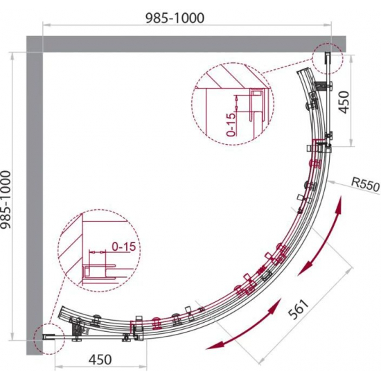 Душевой уголок BelBagno ACQUA-R-2-100-C-Cr стекло прозрачное