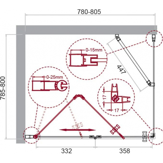 Душевой уголок BelBagno ALBANO-AS-1-80-C-Cr стекло прозрачное