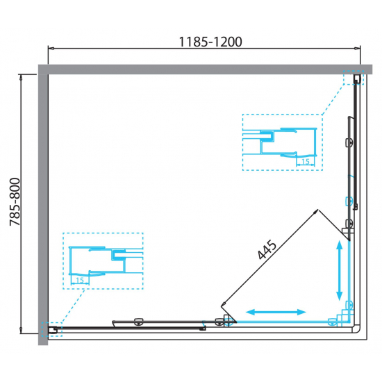 Душевой уголок BelBagno DUE-AH-2-120/80-C-Cr стекло прозрачное, профиль хром