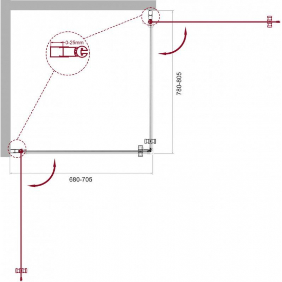 Душевой уголок BelBagno ETNA-AH-2-70/80-C-Cr стекло прозрачное