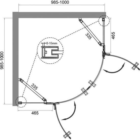 Душевой уголок BelBagno KRAFT-R-2-100-C-Cr стекло прозрачное
