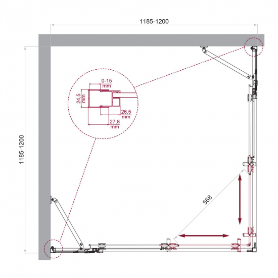 Душевой уголок BelBagno LUCE-A-22-100+20-C-Cr стекло прозрачное, профиль хром