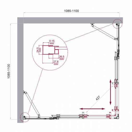 Душевой уголок BelBagno LUCE-A-22-80+30-C-Cr стекло прозрачное, профиль хром