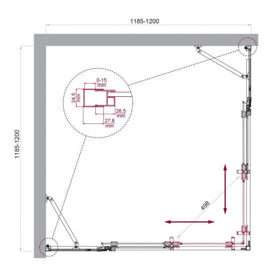 Душевой уголок BelBagno LUCE-A-22-90+30-C-Cr стекло прозрачное, профиль хром