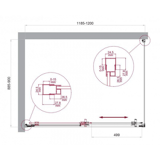 Душевой уголок BelBagno LUCE-AH-1-120/90-P-Cr стекло рифлёное, профиль хром
