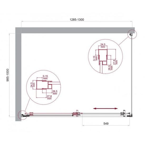 Душевой уголок BelBagno LUCE-AH-1-130/100-C-Cr стекло прозрачное, профиль хром