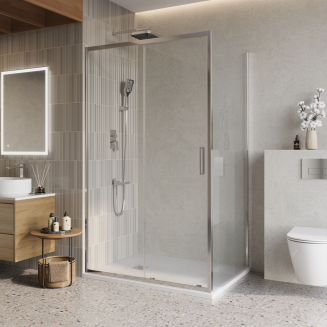 Душевой уголок BelBagno LUCE-AH-1-140/100-C-Cr стекло прозрачное, профиль хром