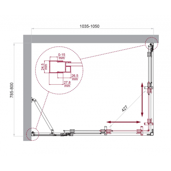 Душевой уголок BelBagno LUCE-AH-21-105/80-C-Cr стекло прозрачное, профиль хром