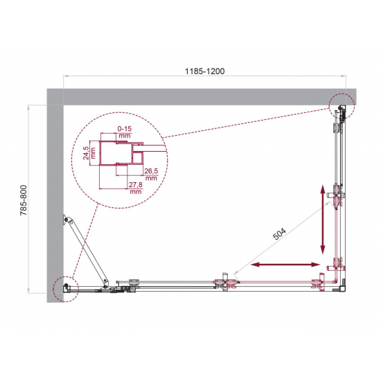 Душевой уголок BelBagno LUCE-AH-21-120/80-P-Cr стекло рифлёное, профиль хром