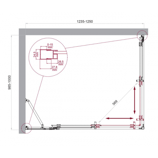 Душевой уголок BelBagno LUCE-AH-21-125/100-C-Cr стекло прозрачное, профиль хром